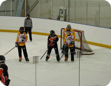 Des joueurs de hockey sur une patinoire