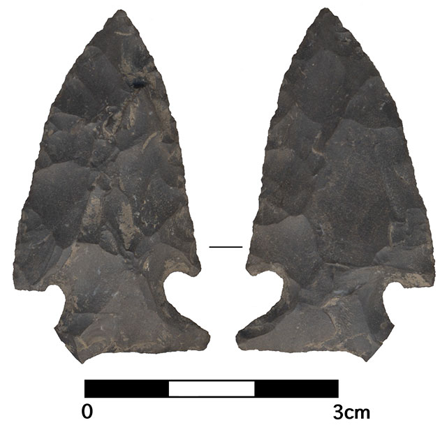 Examples of arrow heads uncovered during the 2014 archeological excavation of the Leber Site.
