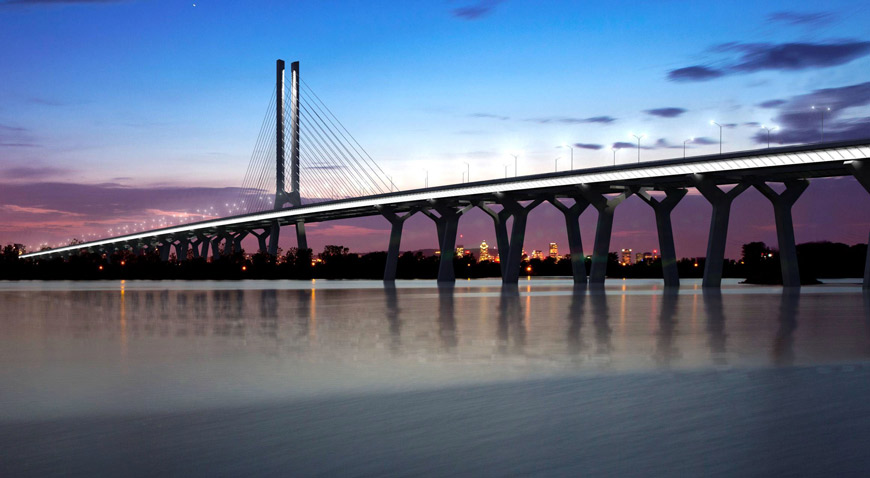 Conception du nouveau pont Champlain - Vue de nuit