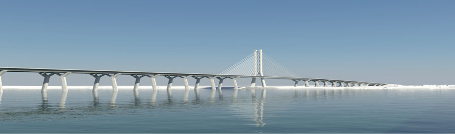 Artist's rendering of the New Bridge for the St. Lawrence